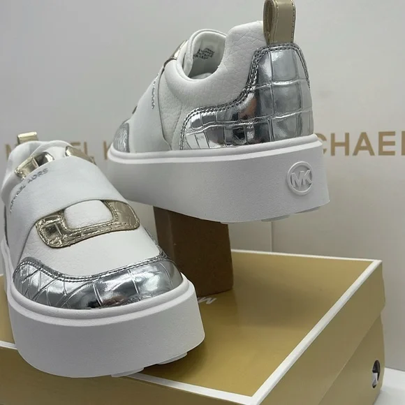 MICHAEL KORS Romey Mixed Media Slip-On Faux Tambled Platform Sneaker
Silver
New - Picture 9 of 16